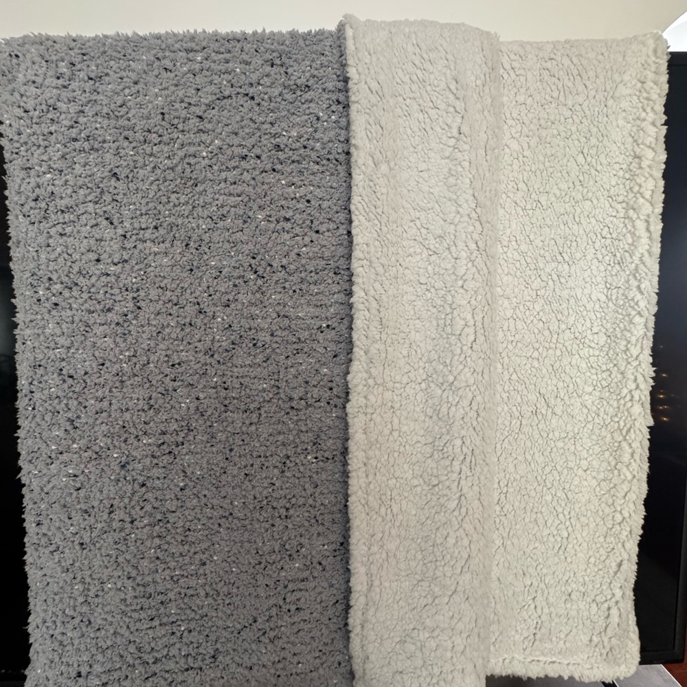 Cozy Gray and Cream Sherpa Blankets
